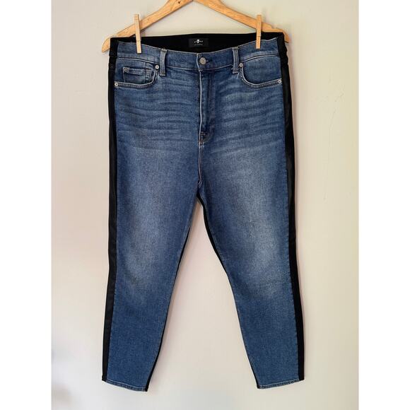 7 for all mankind The High Waist Ankle Skinny Two-Toned Jeans Size 32 - Picture 6 of 13